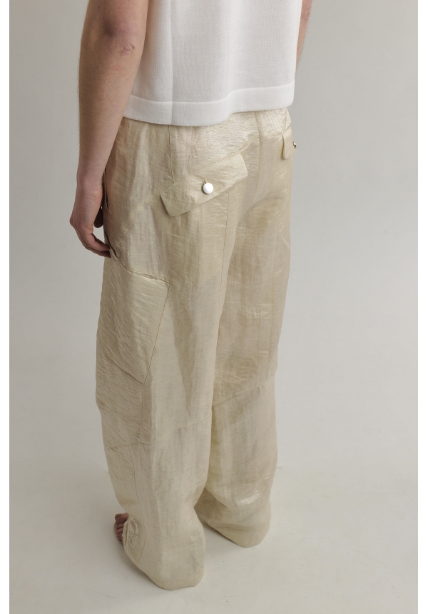 Pantalone Poxy Shiny Linen Blend Cream
