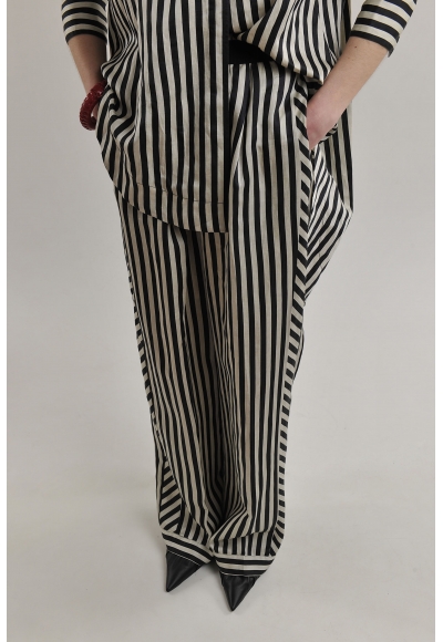 Pantalone Runnig Girl Black White Stripe
