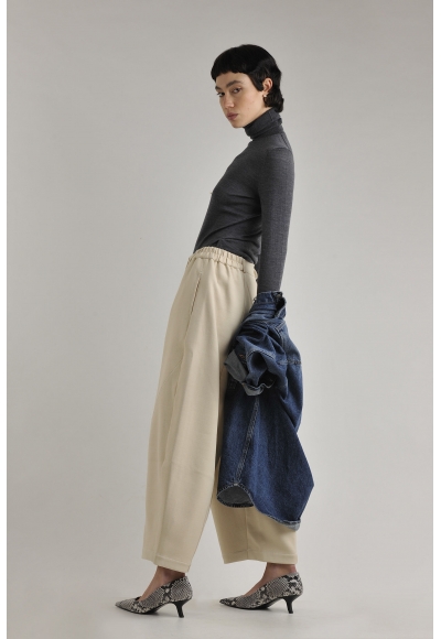 Pantalone Cotton And Wool Baggy Alabaster