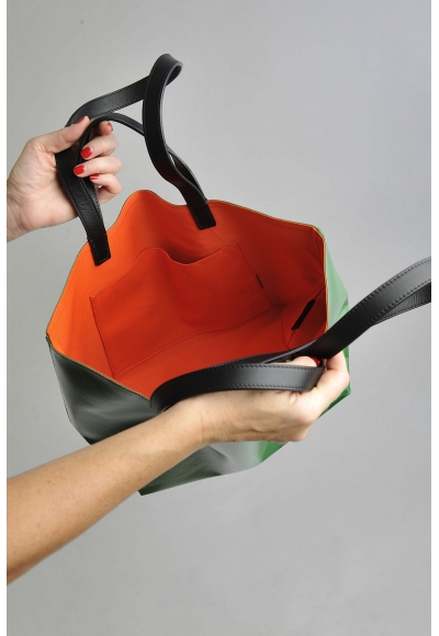 Borsa Le Pratique Medium Green Orange