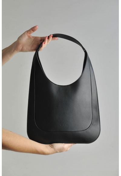 Borsa Midi Hobo Smooth Calfskin Black