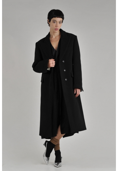 Cappotto Rovere Panno Unito Black