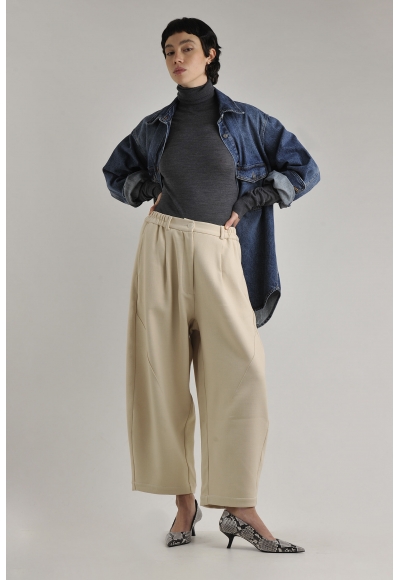 Pantalone Cotton And Wool Baggy Alabaster